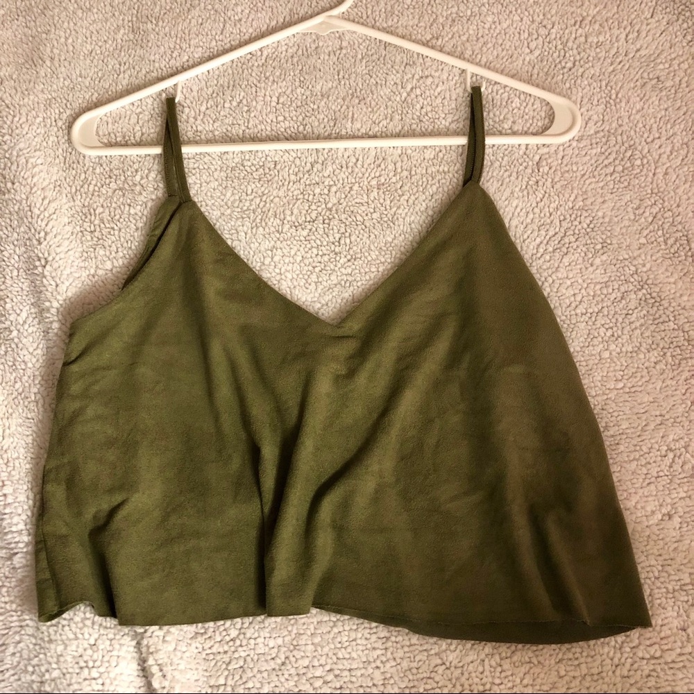 Olive suede tank top
